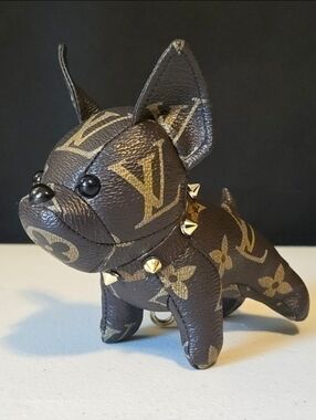 Lux Brown Monogram Dog Keychain